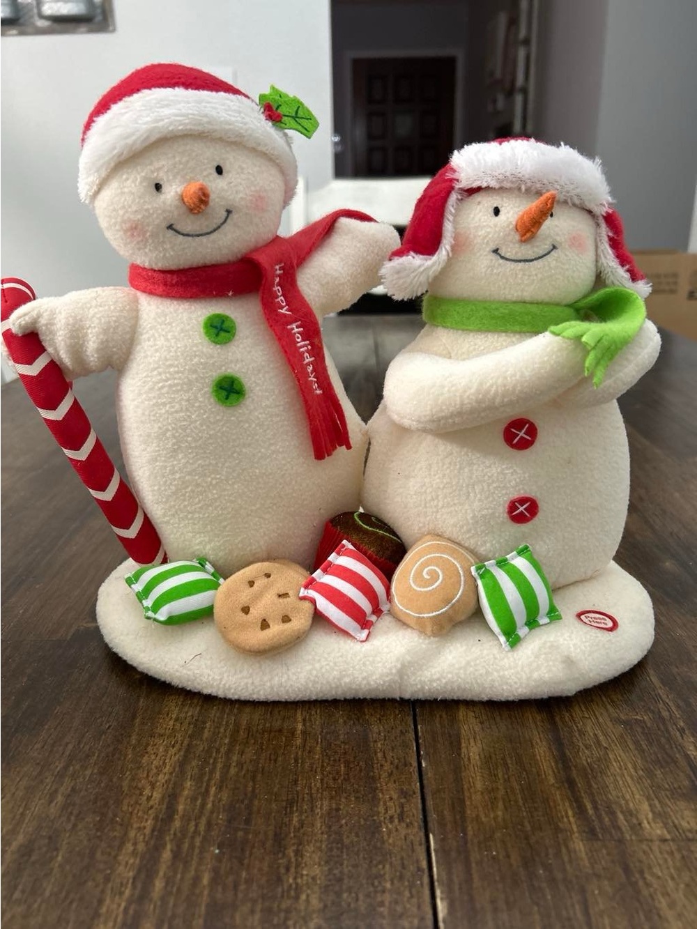 Hallmark Red & Green Snowman Pair Holiday Plush Accent